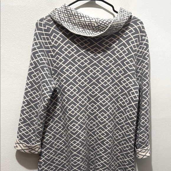Moth Medium Cowled Galena Pullover Geometric Patterned Gray Sweater Alpaca Blend - Picture 9 of 10